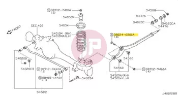 NISSAN 08024-6801A - Hosszanti lengőkar első csavar