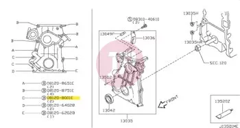 NISSAN 08120-8001E - Hatlapfejű csavar, motor