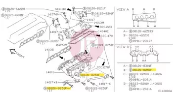 NISSAN 08120-8251F - Hatlapfejű csavar alátéttel