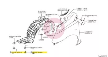 NISSAN 08146-6162H - Hatlapfejű csavar alátéttel