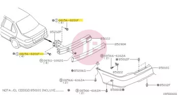 NISSAN 08156-8201F - BOLT-HEX,PP W/W
