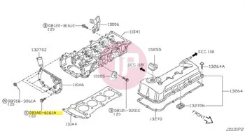 NISSAN 081A0-6161A - Hatlapfejű karimás csavar