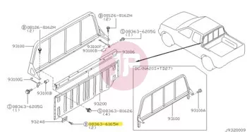 NISSAN 08363-6165H - Hex Head Screw with Washer