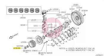 NISSAN 12309-61503 - Főtengely anya