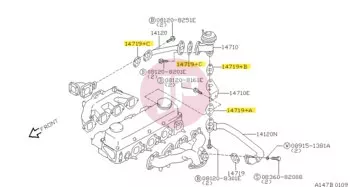 NISSAN 14719-43G02 - GASKET-EGR PIPE