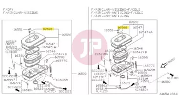 NISSAN 16568-W7000 - PACKING