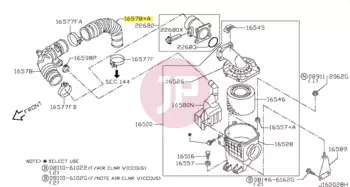 NISSAN 16578-VC12A - HOSE AIR DUCT