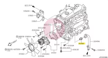 NISSAN 21200-2W20A - THERMOSTAT ASSY