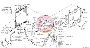 NISSAN 21634-VC200 - Automata váltó olajhűtő gumicső