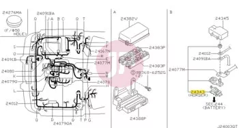 NISSAN 24347-VB000 - Akkumulátorsaru alsó burkolat (pozitív)