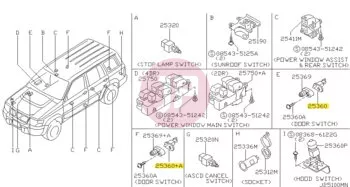 NISSAN 25360-VJ200 - Ajtókapcsoló