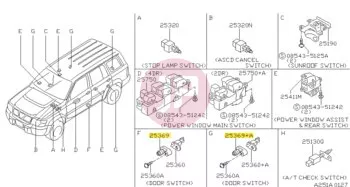 NISSAN 25368-20G00 - Door Switch Cover