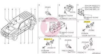 NISSAN 25368-20G00 - COVER-DOOR SWIT