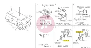 NISSAN 25368-6P000 - COVER-DOOR SWIT