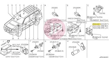 NISSAN 25411-0V000 - SW ASSY-P/WINDW