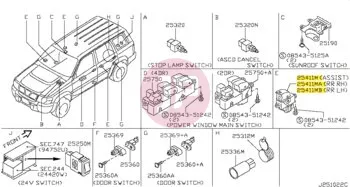 NISSAN 25411-0V00A - SWITCH ASSY-POW