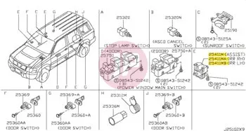NISSAN 25411-0V00A - Elektromos ablakemelő kapcsoló