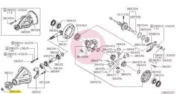 NISSAN 38216-J200A - NUT-DRIVE PINION