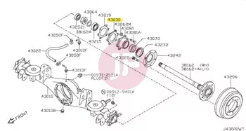 NISSAN 43030-01J00 - SEAL ASSY-RR AX