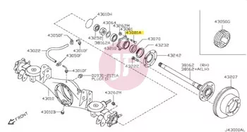 NISSAN 43083-VC20A - Hátsó kerékcsapágy rögzítő csavar