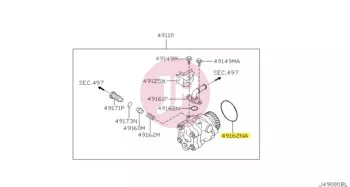 NISSAN 49176-2W200 - Power Steering Pump Inlet Connector O-Ring