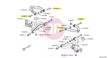 NISSAN 54459-1LA1A - Hatlapfejű csavar, lengőkar