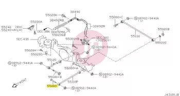 NISSAN 55080-01J1A - BOLT