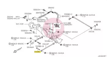 NISSAN 55080-01J1A - BOLT