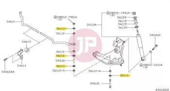 NISSAN 56113-60U0A - Stabilizátor alátét
