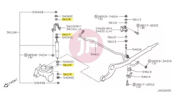 NISSAN 56119-01J00 - BUSHING RUBBER