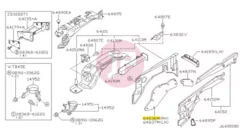 NISSAN 64836-VC300 - Fröccsenésgátló védőburkolat