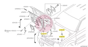 NISSAN 65158-VB000 - BUMPER-HOOD