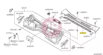 NISSAN 66832-VB000 - Levélfogó rács gumitömítés