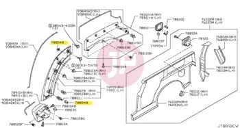 NISSAN 76848-VB000 - GROMMET RUBBER