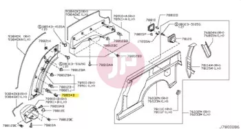 NISSAN 76848-VB000 - GROMMET RUBBER
