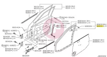 NISSAN 80831-VB002 - Első ajtó tömítőgumi