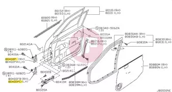 NISSAN 82421-2J00A - HINGE ASSY-RR D