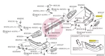 NISSAN 85024-VB000 - BUMPER-REAR RH