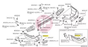 NISSAN 85025-VB000 - BUMPER-REAR LH