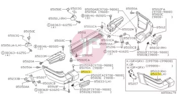 NISSAN 85025-VB000 - Bal hátsó lökhárító, lámpahely nélkül
