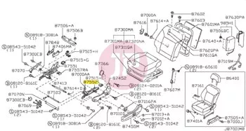 NISSAN 87551-VB00A - Üléssín bal külső