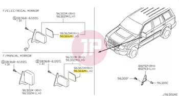 NISSAN 96366-3S305 - MIRROR-GLASS,LH