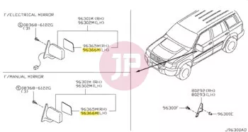 NISSAN 96366-3S305 - Bal oldali visszapillantó tükörlap