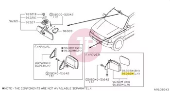 NISSAN 96366-3S305 - MIRROR-GLASS,LH