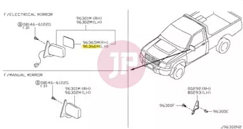NISSAN 96366-VB021 - MIRROR-GLASS,LH