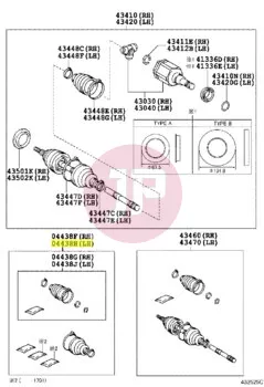 TOYOTA 04427-0K041 - Féltengely gumiharang készlet