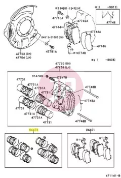 TOYOTA 04479-60020 - CYLINDER KIT, RR DISC BRAKE