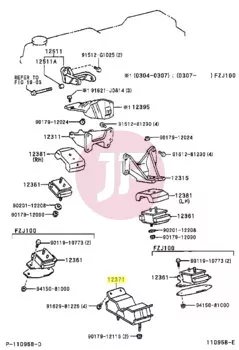 TOYOTA 12371-61050 - INSULATOR, ENGINE MOUNTING, RR