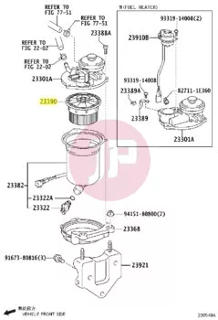 TOYOTA 23390-51070 - Üzemanyagszűrő betét