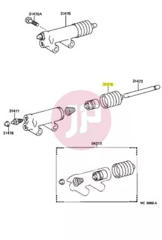 TOYOTA 31476-36010 - Kuplung munkahenger porvédő gumiharang